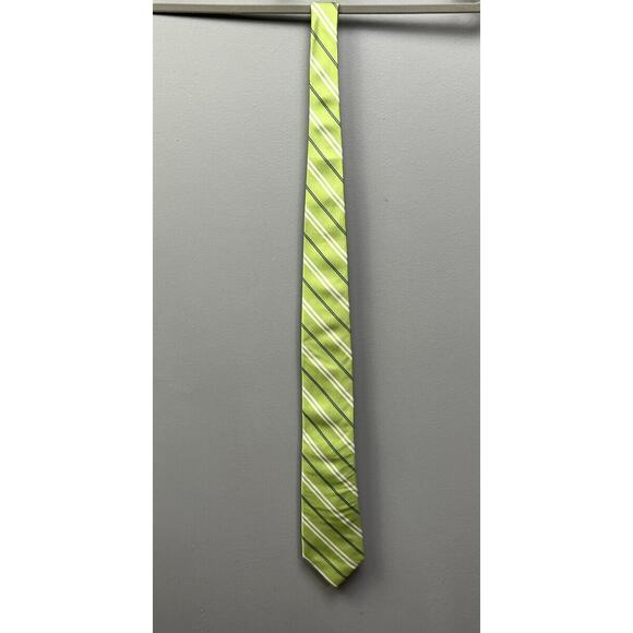NWT Tommy Hilfiger Men's 3.5" Width 100% Silk‎ Neck Tie Green/Navy Stripe Combo - Picture 1 of 4